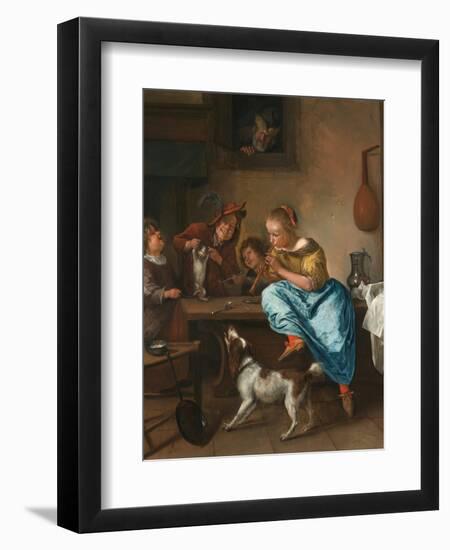 Children Teaching a Cat to Dance (The Dancing Lesson)-Jan Havicksz. Steen-Framed Giclee Print