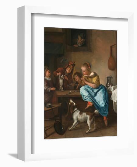 Children Teaching a Cat to Dance (The Dancing Lesson)-Jan Havicksz. Steen-Framed Giclee Print