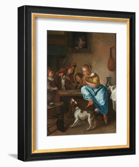 Children Teaching a Cat to Dance (The Dancing Lesson)-Jan Havicksz. Steen-Framed Giclee Print