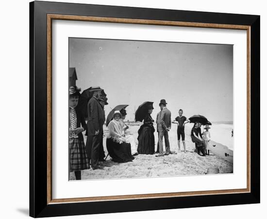 Children to Elderly, All Dressed Up by the Shoreline of Beach at Stokemus, Near Sea Bright-Wallace G^ Levison-Framed Photographic Print