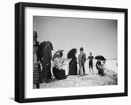 Children to Elderly, All Dressed Up by the Shoreline of Beach at Stokemus, Near Sea Bright-Wallace G^ Levison-Framed Photographic Print