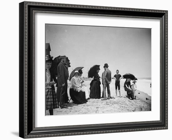 Children to Elderly, All Dressed Up by the Shoreline of Beach at Stokemus, Near Sea Bright-Wallace G^ Levison-Framed Photographic Print
