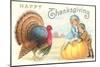 Children, Turkey and Pumpkin-null-Mounted Art Print