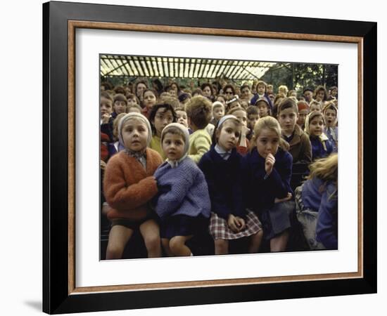 Children Watch Guignol Puppet Show in Open Air Theater at Parc de Montsouris-Alfred Eisenstaedt-Framed Photographic Print