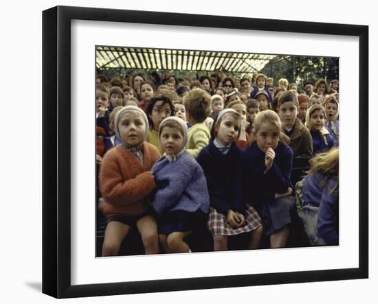 Children Watch Guignol Puppet Show in Open Air Theater at Parc de Montsouris-Alfred Eisenstaedt-Framed Photographic Print