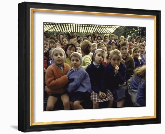 Children Watch Guignol Puppet Show in Open Air Theater at Parc de Montsouris-Alfred Eisenstaedt-Framed Photographic Print