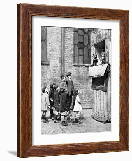 Children Watching a Punch and Judy Show in a London Street, 1936-Donald Mcleish-Framed Giclee Print