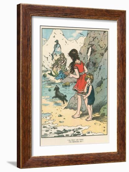 Children Watching Mermaids-null-Framed Art Print