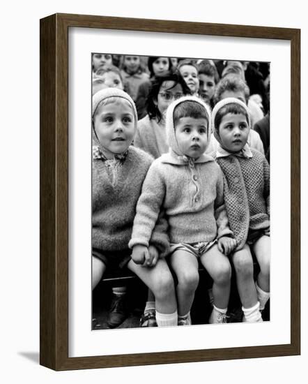 Children Watching Story of St. George and the Dragon at the Puppet Theater in the Tuileries-Alfred Eisenstaedt-Framed Photographic Print