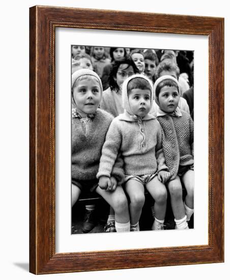 Children Watching Story of St. George and the Dragon at the Puppet Theater in the Tuileries-Alfred Eisenstaedt-Framed Photographic Print