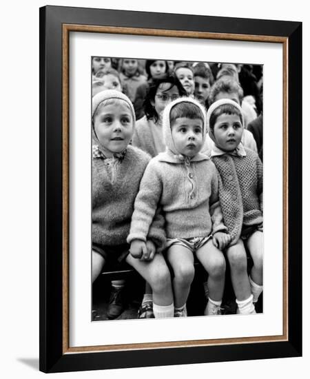 Children Watching Story of St. George and the Dragon at the Puppet Theater in the Tuileries-Alfred Eisenstaedt-Framed Photographic Print