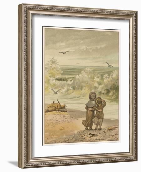 Children Watching Waves-M Ellen Edwards-Framed Art Print