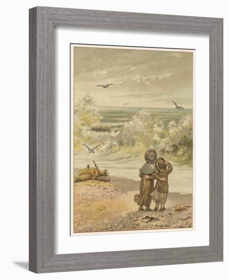 Children Watching Waves-M Ellen Edwards-Framed Art Print