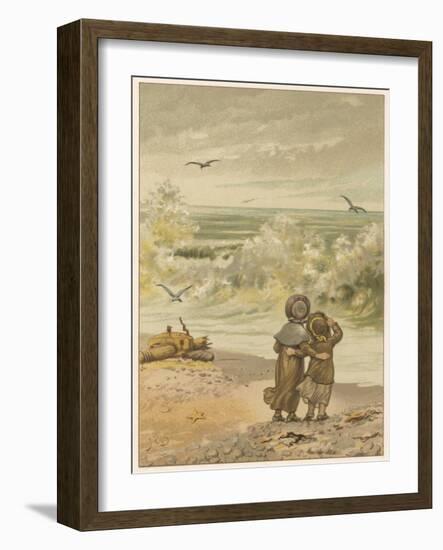 Children Watching Waves-M Ellen Edwards-Framed Art Print