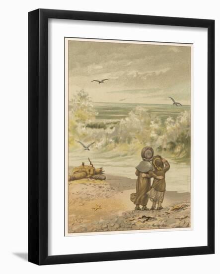 Children Watching Waves-M Ellen Edwards-Framed Art Print