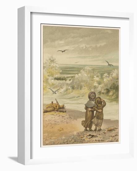 Children Watching Waves-M Ellen Edwards-Framed Art Print