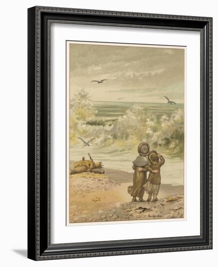 Children Watching Waves-M Ellen Edwards-Framed Art Print