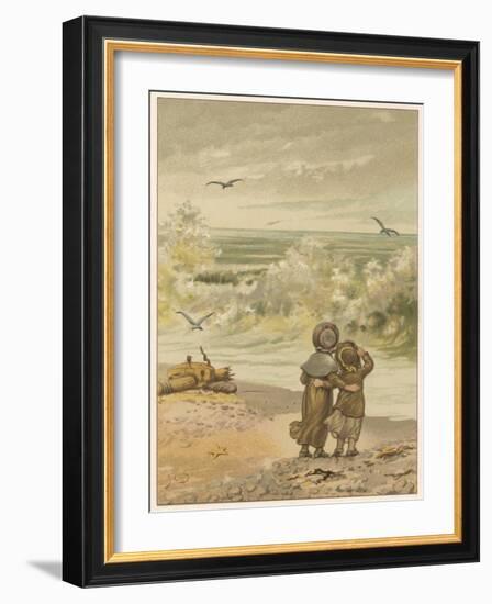 Children Watching Waves-M Ellen Edwards-Framed Art Print