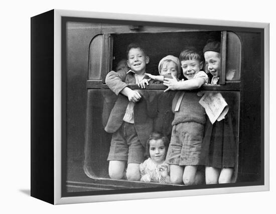 Children Waving While Being Evacuated-Associated Newspapers-Framed Stretched Canvas