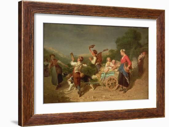 Children with a Dog Cart-Theodore Gerard-Framed Giclee Print