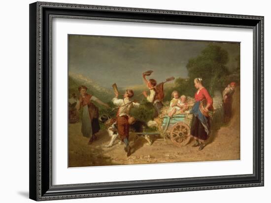 Children with a Dog Cart-Theodore Gerard-Framed Giclee Print