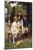 Children with a St. Bernard, 1922 (Oil on Canvas)-Arthur John Elsley-Mounted Giclee Print