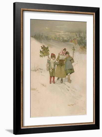 Children with Holly-Lizzie Lawson-Framed Art Print