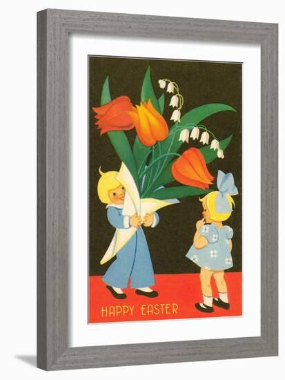 Children with Large Bouquet-null-Framed Art Print