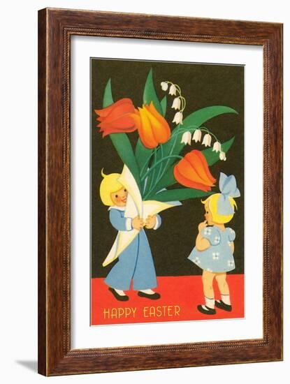 Children with Large Bouquet-null-Framed Art Print