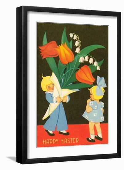 Children with Large Bouquet-null-Framed Art Print