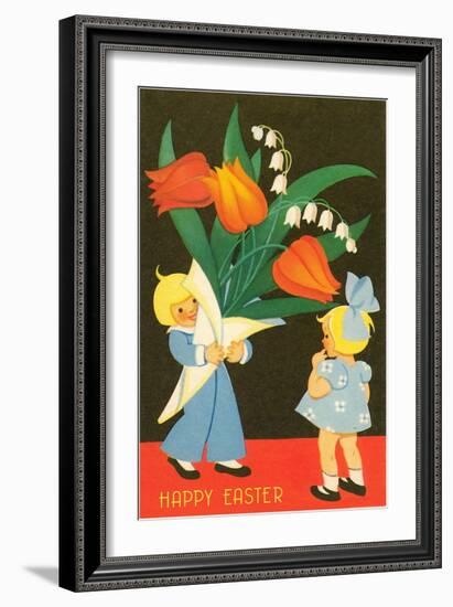 Children with Large Bouquet-null-Framed Art Print