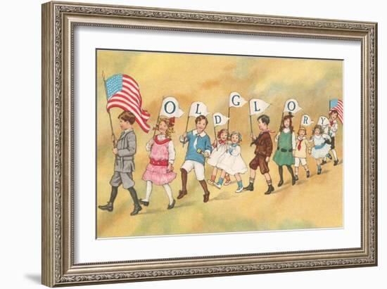 Children with Pennants, Old Glory-null-Framed Art Print