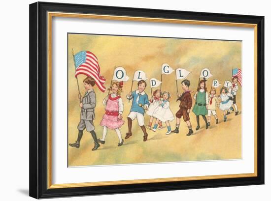 Children with Pennants, Old Glory-null-Framed Art Print