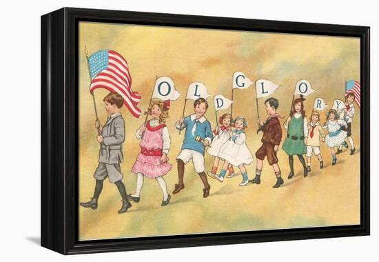 Children with Pennants, Old Glory-null-Framed Stretched Canvas