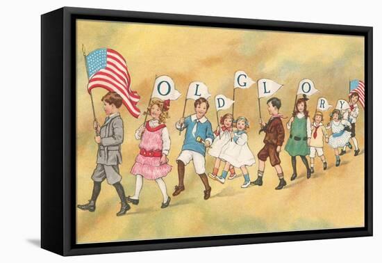 Children with Pennants, Old Glory-null-Framed Stretched Canvas