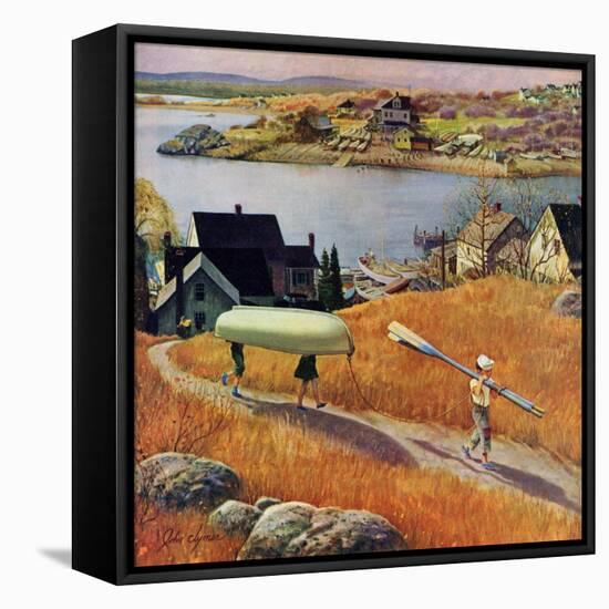 "Children with Rowboat", October 31, 1953-John Clymer-Framed Premier Image Canvas