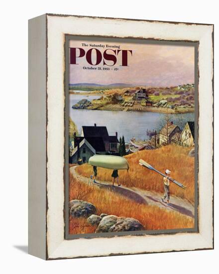 "Children with Rowboat" Saturday Evening Post Cover, October 31, 1953-John Clymer-Framed Premier Image Canvas