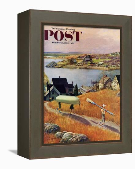 "Children with Rowboat" Saturday Evening Post Cover, October 31, 1953-John Clymer-Framed Premier Image Canvas