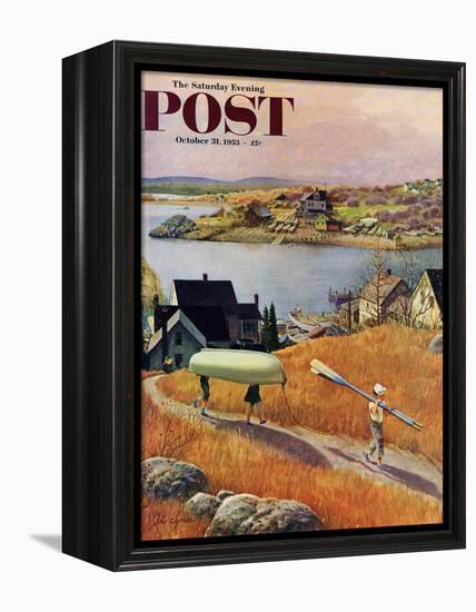 "Children with Rowboat" Saturday Evening Post Cover, October 31, 1953-John Clymer-Framed Premier Image Canvas