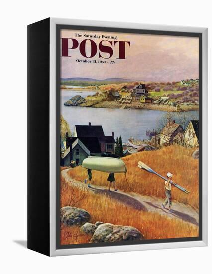 "Children with Rowboat" Saturday Evening Post Cover, October 31, 1953-John Clymer-Framed Premier Image Canvas