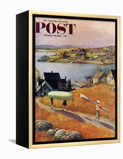 "Children with Rowboat" Saturday Evening Post Cover, October 31, 1953-John Clymer-Framed Premier Image Canvas