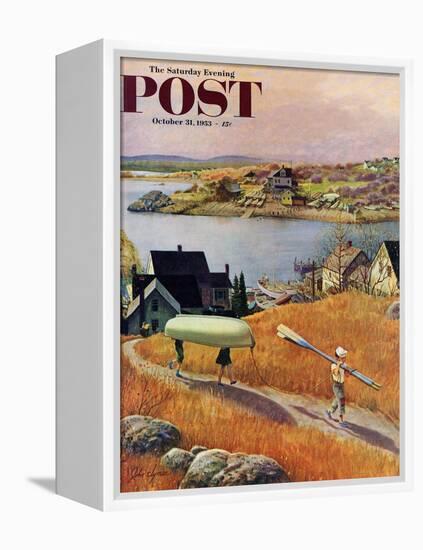 "Children with Rowboat" Saturday Evening Post Cover, October 31, 1953-John Clymer-Framed Premier Image Canvas