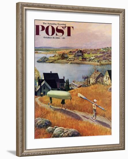 "Children with Rowboat" Saturday Evening Post Cover, October 31, 1953-John Clymer-Framed Giclee Print