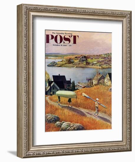 "Children with Rowboat" Saturday Evening Post Cover, October 31, 1953-John Clymer-Framed Giclee Print