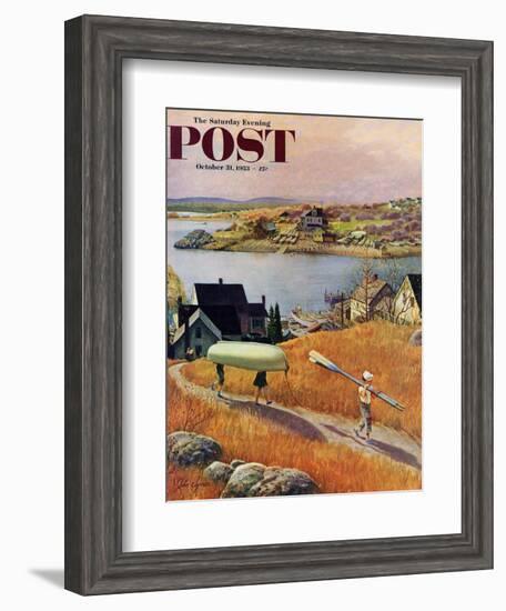 "Children with Rowboat" Saturday Evening Post Cover, October 31, 1953-John Clymer-Framed Giclee Print