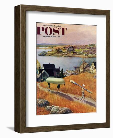 "Children with Rowboat" Saturday Evening Post Cover, October 31, 1953-John Clymer-Framed Giclee Print