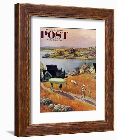 "Children with Rowboat" Saturday Evening Post Cover, October 31, 1953-John Clymer-Framed Giclee Print