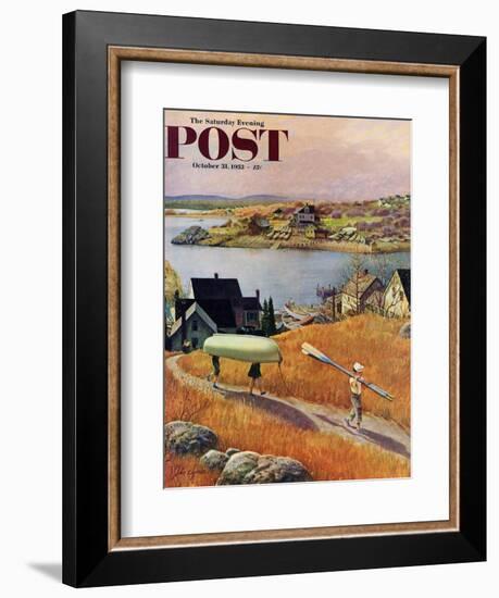 "Children with Rowboat" Saturday Evening Post Cover, October 31, 1953-John Clymer-Framed Giclee Print