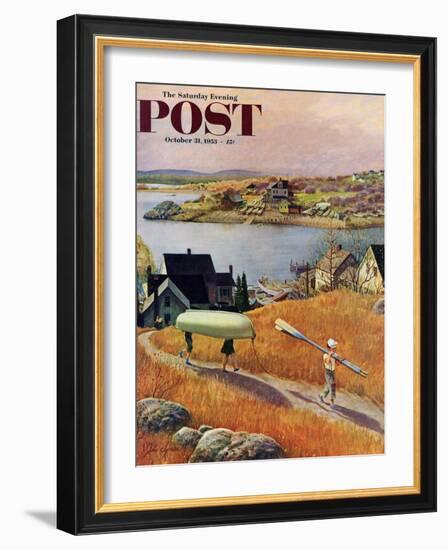 "Children with Rowboat" Saturday Evening Post Cover, October 31, 1953-John Clymer-Framed Giclee Print