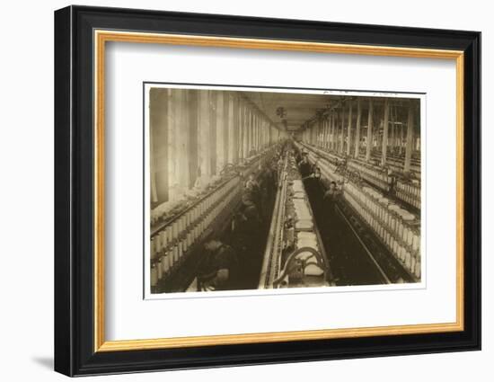 Children Working in the Spinning Room at Cornell Mill, Fall River, Massachusetts, 1912-Lewis Wickes Hine-Framed Photographic Print